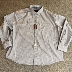 Egara Shirt Men’s 3XL Blue White Woven Pattern NWT Button Up‎ Cotton Spadex